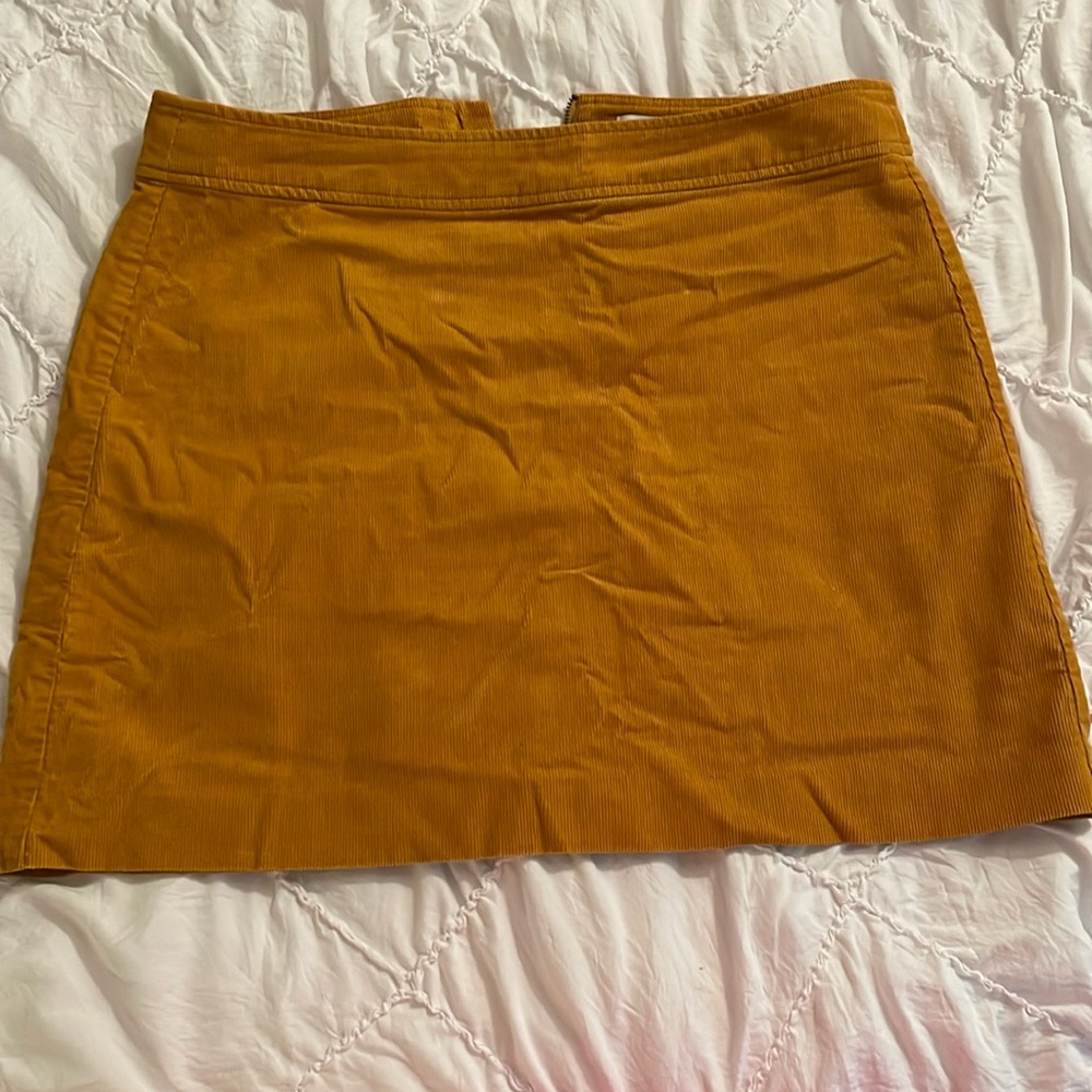 J Crew mustard corduroy skirt